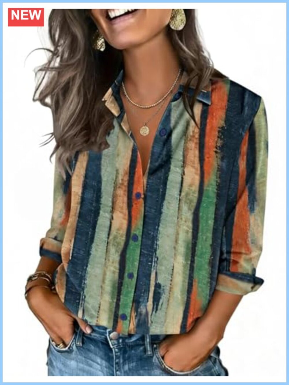 Zeagoo Women's 3/4 Sleeve Button Down Shirts V-Neck Collared Blouses Office